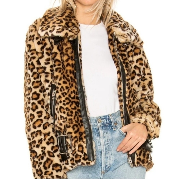 blank NYC note to self faux-fur leopard print moto jacket ✨️NEW - Picture 4 of 12